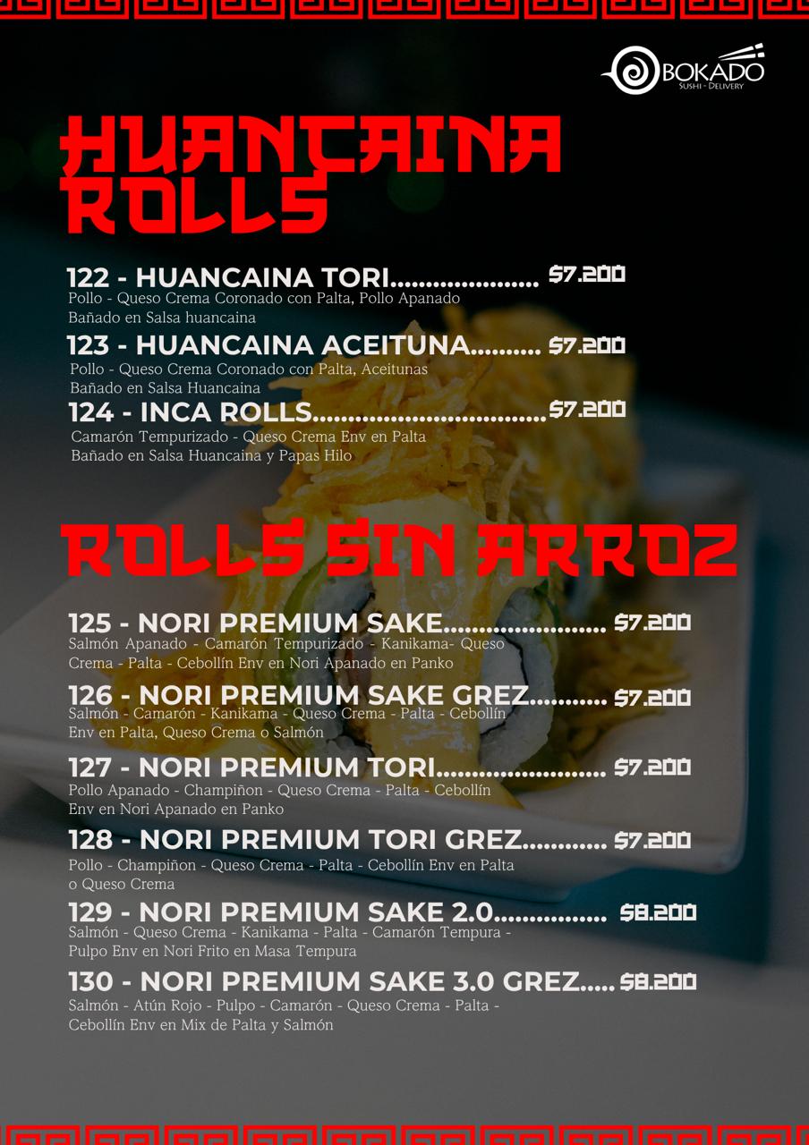 Huancaína rolls y rolls sin arroz